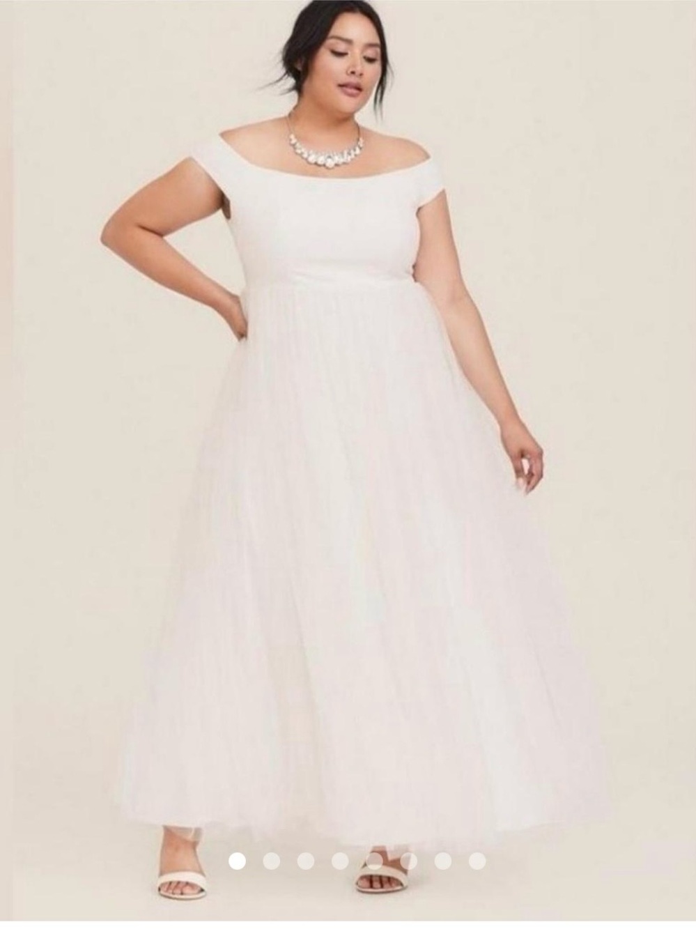 TORRID Off-Shoulder White Maxi Tulle Dress